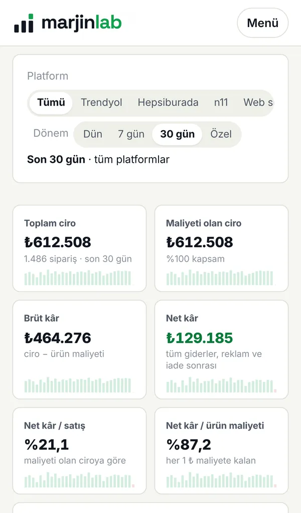 Portal mobil kâr özeti