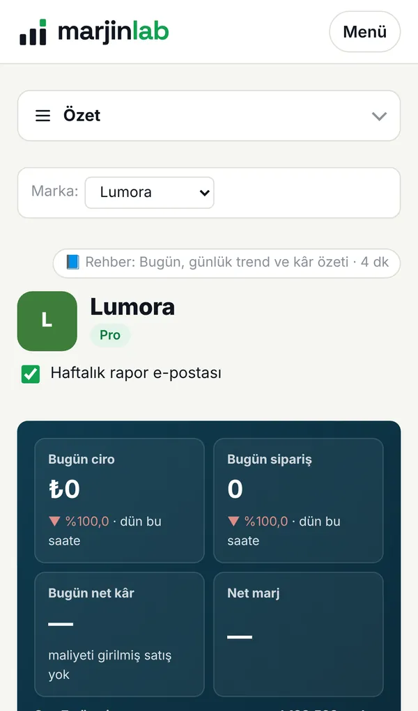 Portal mobil özet ekranı